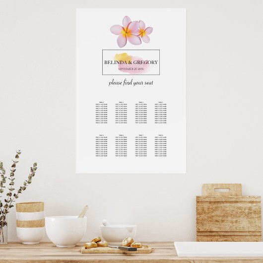 Tropische petera Frangipani Wedding Seating Chart Poster (Keuken)