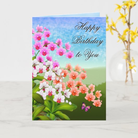 Tropische Phalaenopsis Orchidee Bloemen Verjaardag Kaart (Gele Bloem)