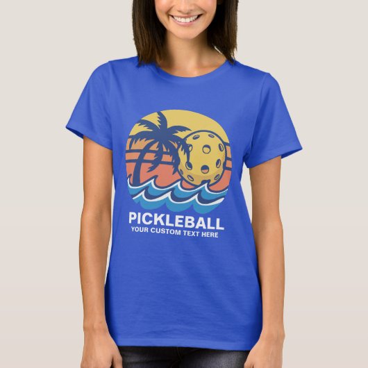 Tropische Pickleball Beach Design – Fun Custom T-shirt (Voorkant)
