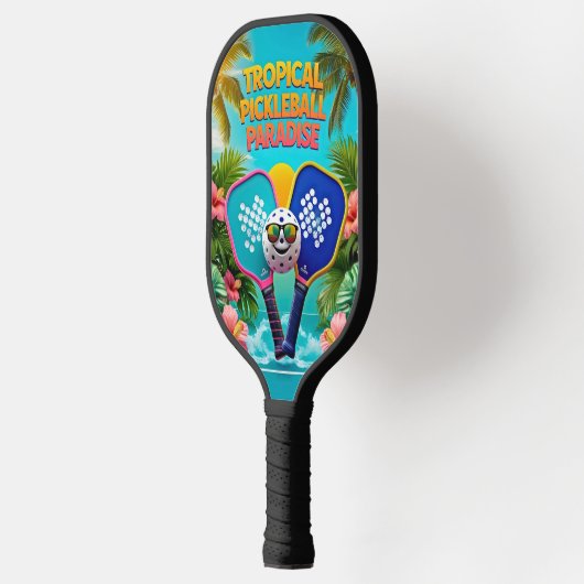 Tropische Pickleball Fun Paddle – Palmbomen & Hibi (Links)