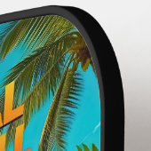 Tropische Pickleball Fun Paddle – Palmbomen & Hibi (Links Detail)