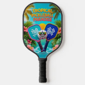 Tropische Pickleball Fun Paddle – Palmbomen & Hibi (Voorkant)