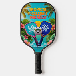 Tropische Pickleball Fun Paddle – Palmbomen & Hibi