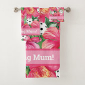 🌺 Tropische pickleball met hibiscus, met tekst Bad Handdoek (Insitu)