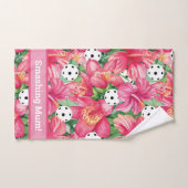 🌺 Tropische pickleball met hibiscus, met tekst Bad Handdoek (Handdoek)