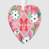 🌺 Tropische pickleball met hibiscus, met tekst Ornament (voorkant)