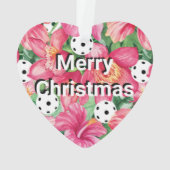 🌺 Tropische pickleball met hibiscus, met tekst Ornament (achterkant)