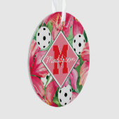 🌺 Tropische pickleball met hibiscus, met tekst Ornament (voorkant)