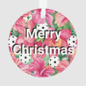 🌺 Tropische pickleball met hibiscus, met tekst Ornament (achterkant)