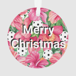 🌺 Tropische pickleball met hibiscus, met tekst Ornament