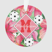 🌺 Tropische pickleball met hibiscus, met tekst Ornament (voorkant)