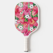 🌺 Tropische pickleball met hibiscus, met tekst Paddle (Achterkant)