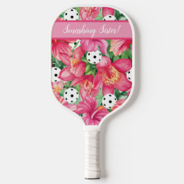 🌺 Tropische pickleball met hibiscus, met tekst Paddle
