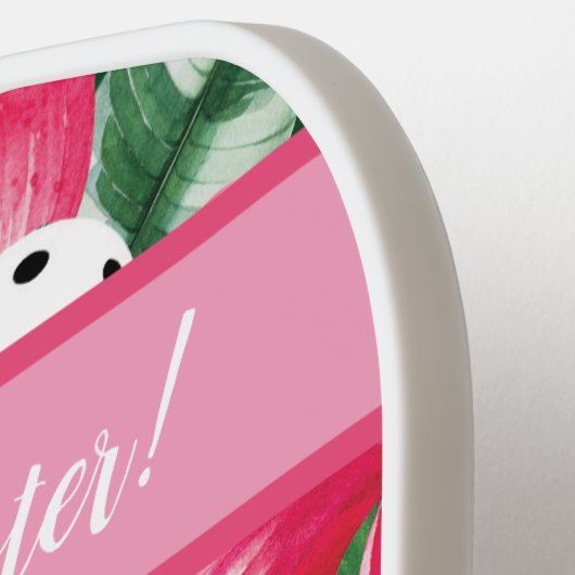 🌺 Tropische pickleball met hibiscus, met tekst Pickleball Paddle (Links Detail)