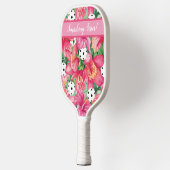 🌺 Tropische pickleball met hibiscus, met tekst Pickleball Paddle (Links)