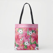 🌺 Tropische pickleball met hibiscus, met tekst Tote Bag (Voorkant)