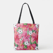 🌺 Tropische pickleball met hibiscus, met tekst Tote Bag (Achterkant)