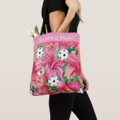🌺 Tropische pickleball met hibiscus, met tekst Tote Bag (Dichtbij)