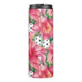 🌺 Tropische pickleball met hibiscus naam Thermosbeker (Achterkant)