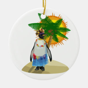 Tropische pinguïn keramisch ornament