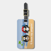 Tropische pinguïns Couple Hula Pirate Island Beach Bagagelabel (Voorkant verticaal)