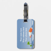 Tropische pinguïns Couple Hula Pirate Island Beach Bagagelabel (Achterkant verticaal)