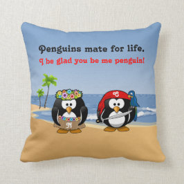 Tropische pinguïns Couple Hula Pirate Island Beach Kussen