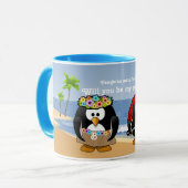 Tropische pinguïns Couple Hula Pirate Island Beach Mok (Voorkant links)