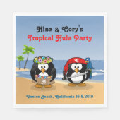 Tropische pinguïns Couple Hula Pirate Island Beach Servetten (Voorkant)