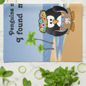 Tropische pinguïns Couple Hula Pirate Island Beach Theedoek (Gevouwen)