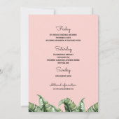 Tropische PInk Bachelorette Invitation + Itinerary Kaart (Achterkant)