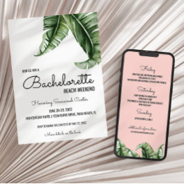 Tropische PInk Bachelorette Invitation + Itinerary Kaart