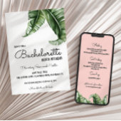 Tropische PInk Bachelorette Invitation + Itinerary Kaart