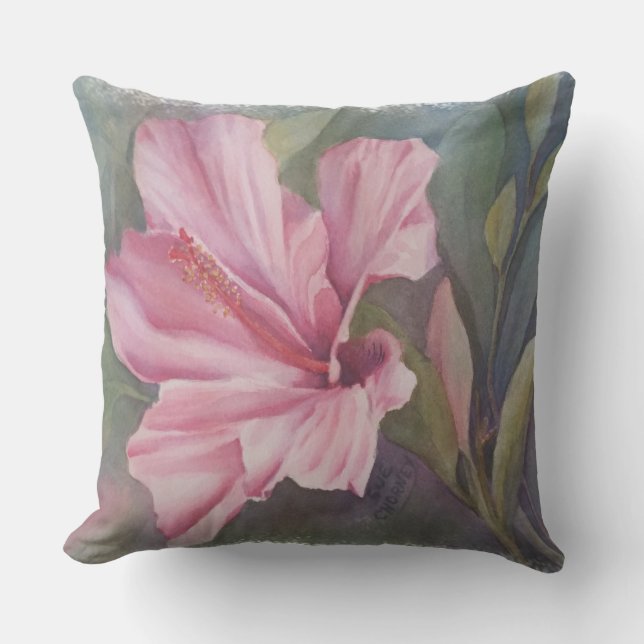 TROPISCHE PINK HIBISCUS OUTDEUR PILLOW BUITENKUSSEN (Voorkant)