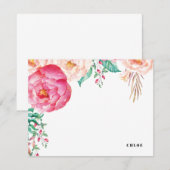 tropische pioentuin | gepersonaliseerd briefpapier notitiekaartje (Voorkant / Achterkant)