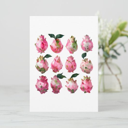 Tropische Pitaya Waterverf kunst Kaart (Staand voorkant)