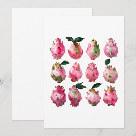 Tropische Pitaya Waterverf kunst Kaart (Voorkant / Achterkant)