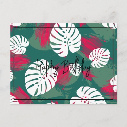 Tropische Plant Fijne Verjaardag Briefkaart (Voorkant)