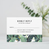 Tropische Plantage Bruiloft RSVP Respons Kaarten (Staand voorkant)