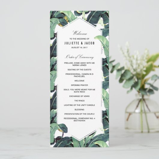 Tropische Plantage Huwelijksceremonie Programma Programmakaart (Staand voorkant)