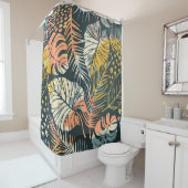 Tropische planten: abstract kunstpatroon. douchegordijn (In situ)