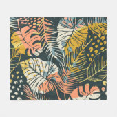 Tropische planten: abstract kunstpatroon. fleece deken (Voorkant (Horizontaal))