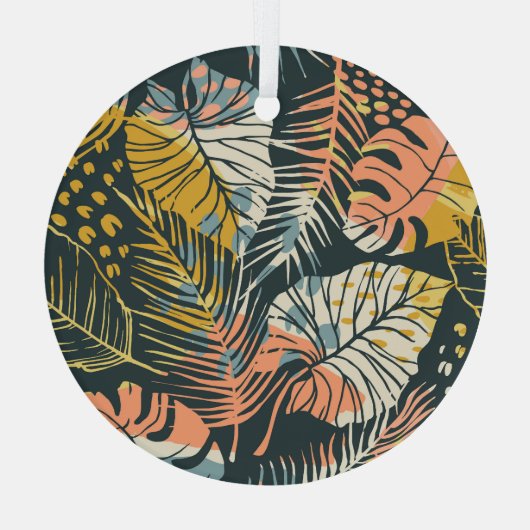 Tropische planten: abstract kunstpatroon. glas ornament (Achterkant)