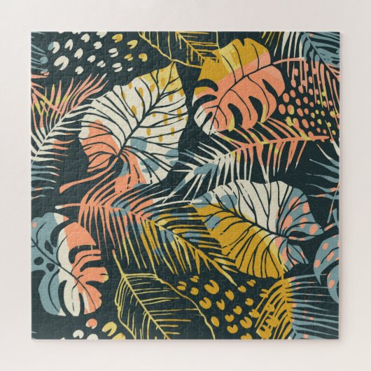 Tropische planten: abstract kunstpatroon. legpuzzel (Horizontaal)