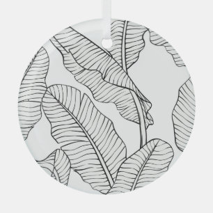 Tropische planten, bloemen, oerwoud schets. glas ornament