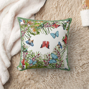 Tropische Planten Butterflies Red Blue Kussen