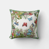 Tropische Planten Butterflies Red Blue Kussen (Voorkant)
