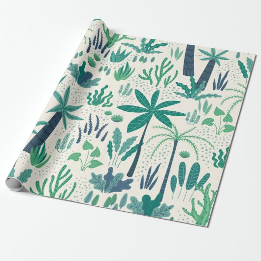Tropische planten en bladeren cadeaupapier (Uitgerold)