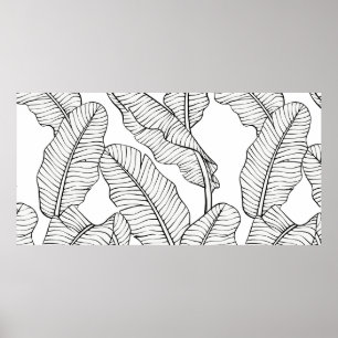 Tropische planten en bloemen naadloos. Jung Poster