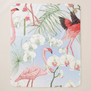 Tropische planten en bloemen. Naadloos patroon, ba Sherpa Deken